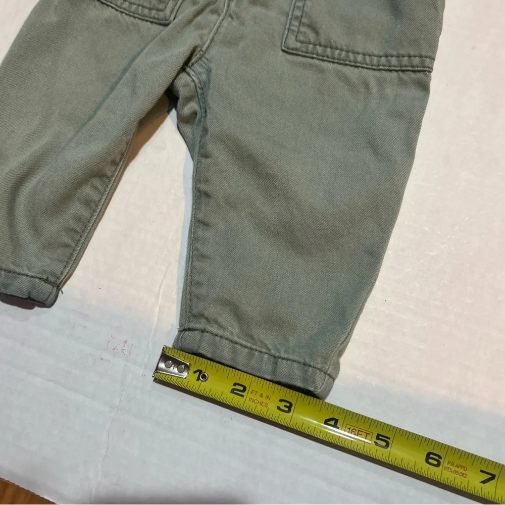 OshKosh B'gosh Sage Green Kids Paperbag Waist Pants Carpenter Pockets Size 12M‎